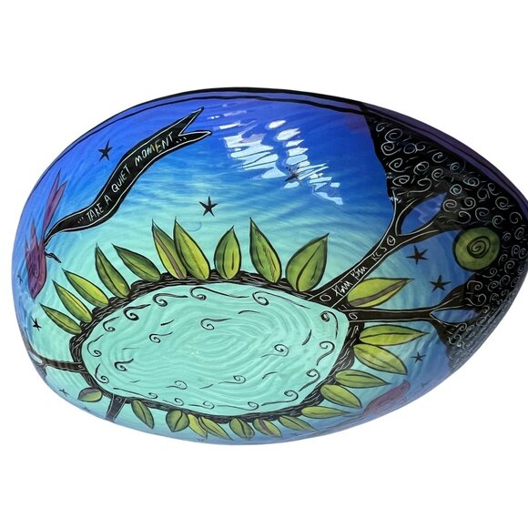 Terri Kern Vintage Handmade Moon Star Night Oval Serving Platter Bowl 14" Signed - Picture 16 of 16